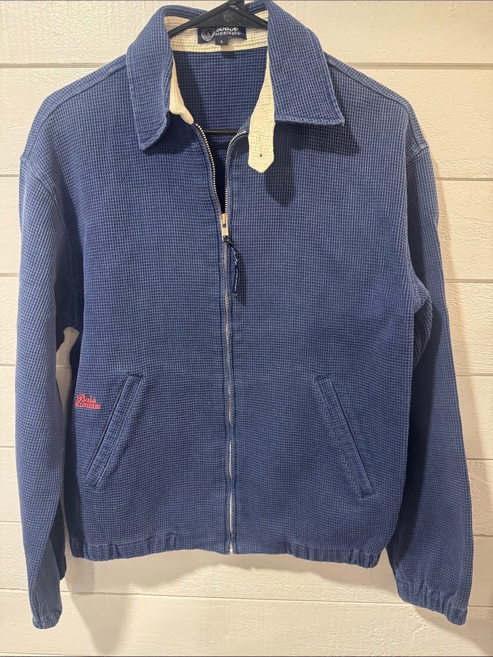 Vintage BABE DIDRIKSON Blue Cotton Waffle Zip-Front Golf Jacket - LARGE